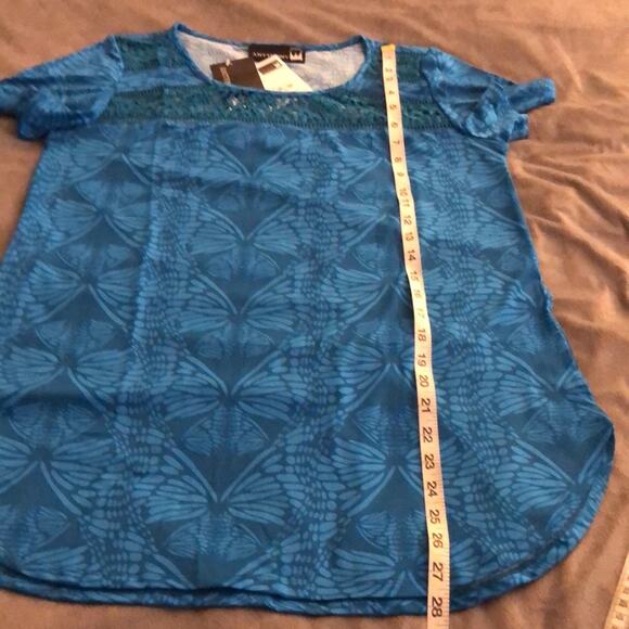 Antthony Originals 2pc Knit Top & Pants Woman Size Small Print Top Lace Inset - Picture 12 of 14